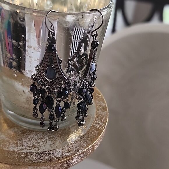 Beaded Chandelier Earrings Whimsigoth Sparkle - Picture 4 of 6